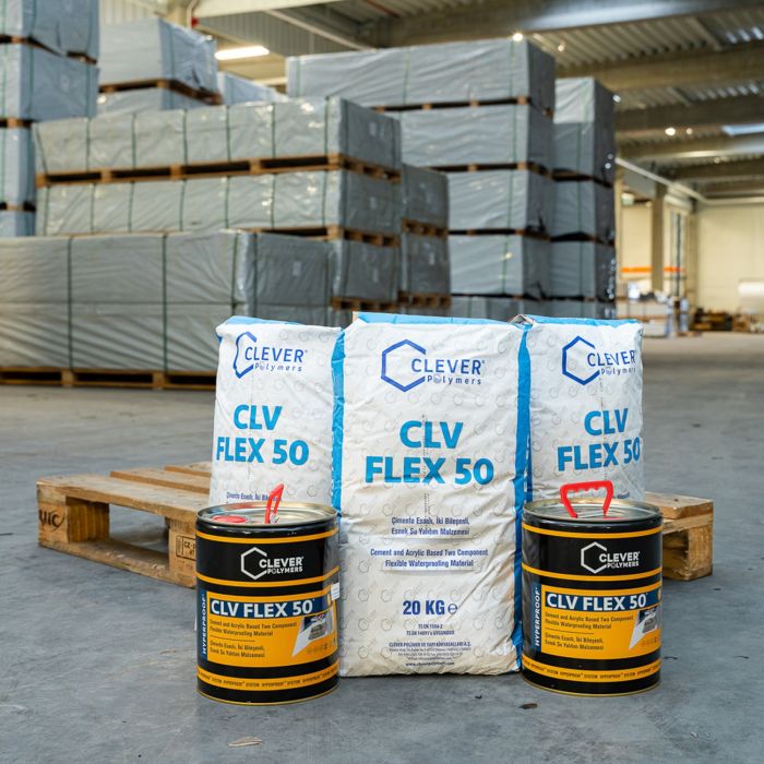 Dvoukomponentní polymerová hydroizolace CLEVER CLV FLEX 50 – 20 kg + 4 l Dvoukomponentní polymerová hydroizolace CLEVER CLV FLEX 50 – 20 kg + 4 l