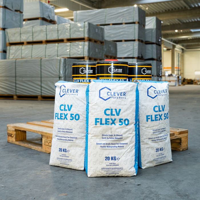 Dvoukomponentní polymerová hydroizolace CLEVER CLV FLEX 50 – 20 kg + 4 l Dvoukomponentní polymerová hydroizolace CLEVER CLV FLEX 50 – 20 kg + 4 l