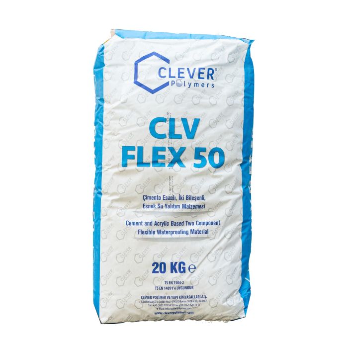 Dvoukomponentní polymerová hydroizolace CLEVER CLV FLEX 50 – 20 kg + 4 l Dvoukomponentní polymerová hydroizolace CLEVER CLV FLEX 50 – 20 kg + 4 l