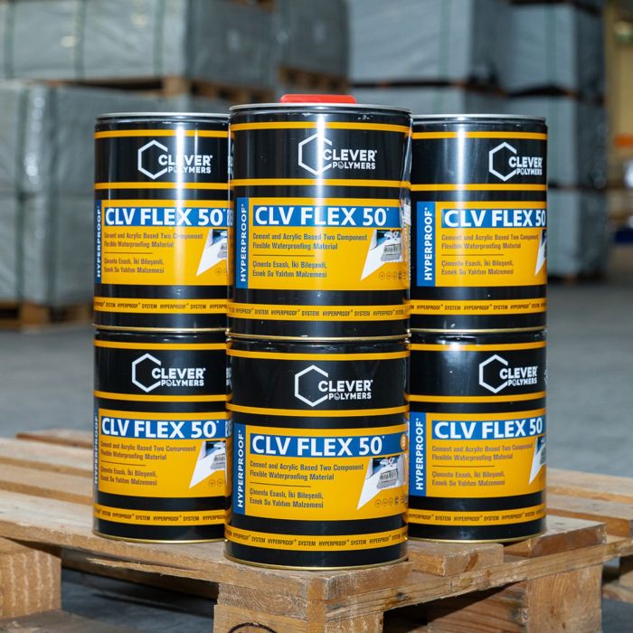 Dvoukomponentní polymerová hydroizolace CLEVER CLV FLEX 50 – 20 kg + 4 l Dvoukomponentní polymerová hydroizolace CLEVER CLV FLEX 50 – 20 kg + 4 l