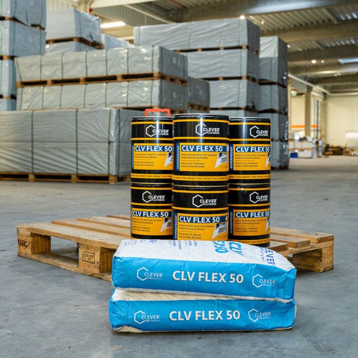 Dvoukomponentní polymerová hydroizolace CLEVER CLV FLEX 50 – 20 kg + 4 l Dvoukomponentní polymerová hydroizolace CLEVER CLV FLEX 50 – 20 kg + 4 l