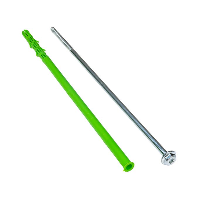Rozpěrná rámová hmoždinka 10x300 mm + šroub TORX s talířovou hlavou 7x300 mm – 1 ks Rozpěrná rámová hmoždinka 10x300 mm + šroub TORX s talířovou hlavou 7x300 mm – 1 ks