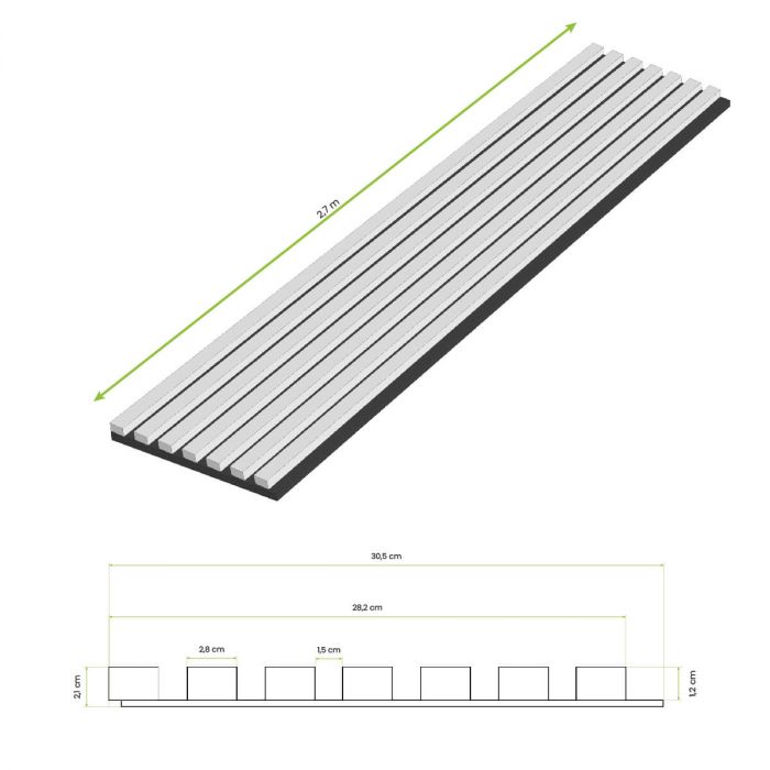 Lamele ścienne akustyczne na filcu Złoty Dąb 2,1 x 30,5 cm – dł. 2,7 m