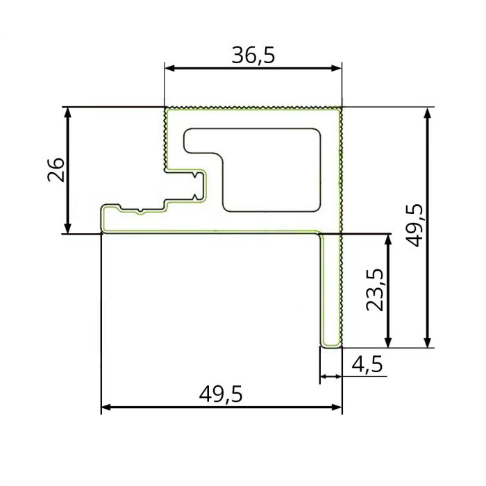 Listwa Kompozytowa Lamelowa typu F Trapez Dąb Bursztynowy 36,5 x 49,5 mm – dł. 2,9 m