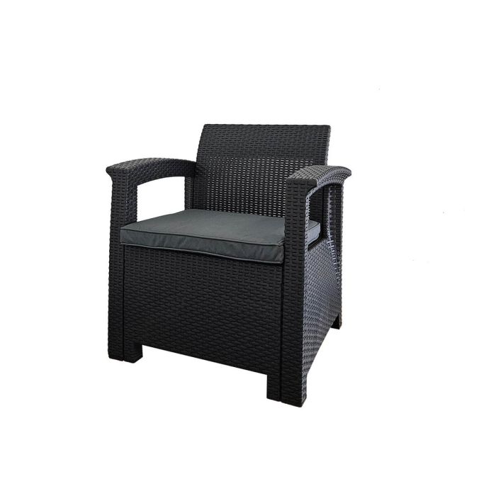 Zestaw Mebli Ogrodowych z technorattanu 4-osobowy Aura Antracyt