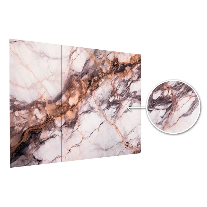 Panel stěnový XXL Breccia Měděný Lesklý 120 x 280 cm 3 mm – sada 3 ks (ABC)