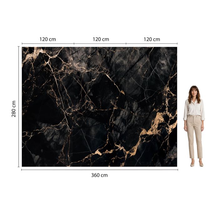 Panel stěnový XXL Portoro Černý Lesklý 120 x 280 cm 3 mm – sada 3 ks (ABC)
