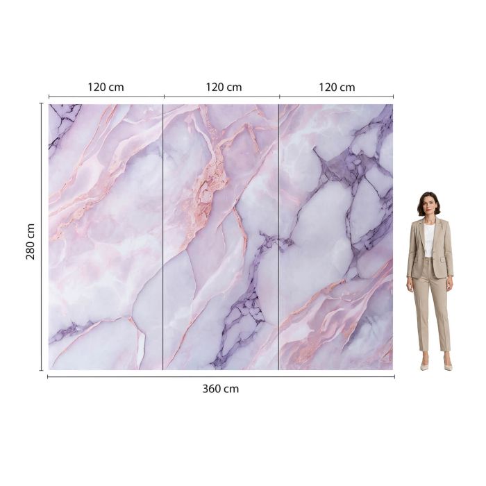 Panel stěnový XXL Statuario Růžový Lesklý 120 x 280 cm 3 mm – sada 3 ks (ABC)