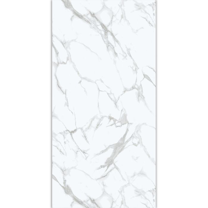 Vinylový podlahový panel SPC Mramor Calacatta Bílý Lesklý 45 × 90 cm, 4 mm