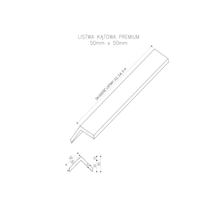 Listwa Kompozytowa Kątowa Premium Light Gray 50x50 mm – dł. 2,9 m