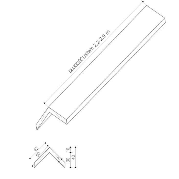 Listwa Kompozytowa Kątowa 3D Classic Jasny Brąz 50x50 mm – dł. 2,4 m