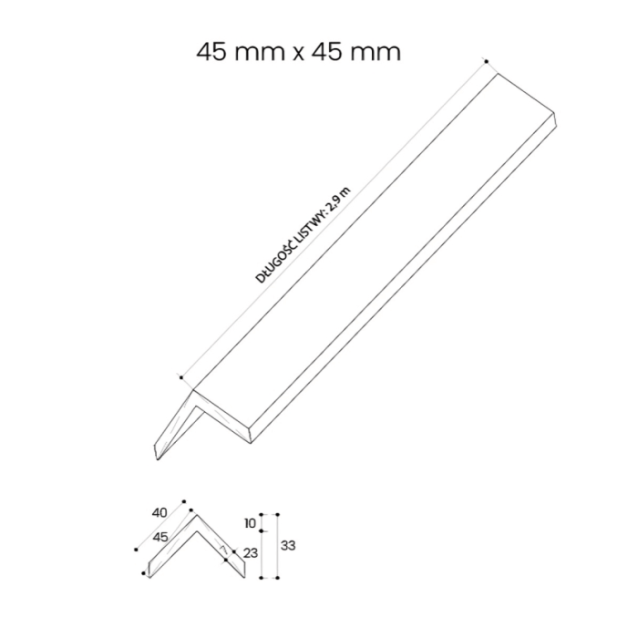Listwa Kompozytowa Kątowa Premium Dąb Antyczny 45x45 mm do lameli elewacyjnych – dł. 2,9 m