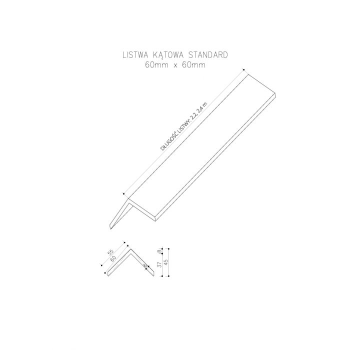 Listwa Kompozytowa Kątowa Standard/3D Antracyt – dł. 2,4 m