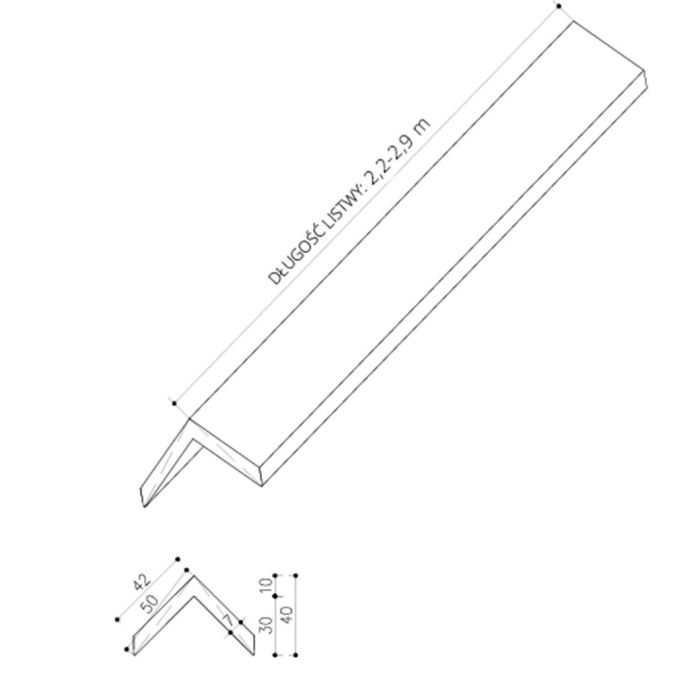 Kompozitní Rohová Lišta Classic Tmavě Hnědá 50×50 mm – 2,4 m