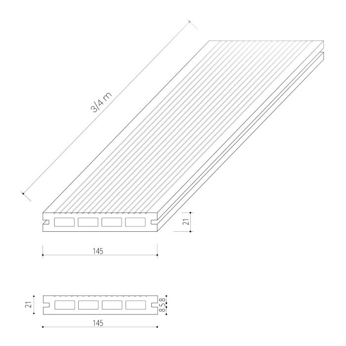 Terasové prkno WPC Timber Santalové Dřevo – 3 m