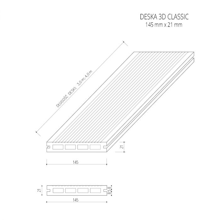 Deska Tarasowa Kompozytowa 3D Classic Cotto – dł. 3 m