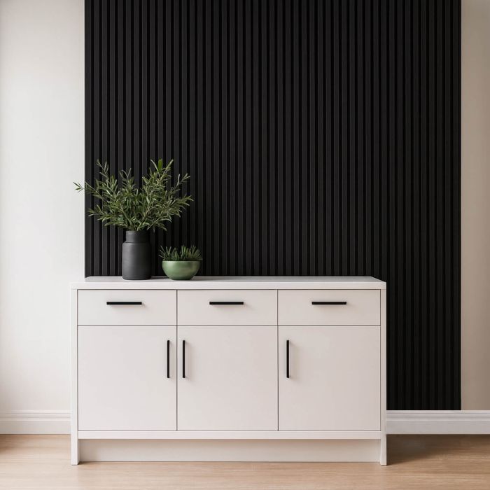 Lamele Ścienne Dekoracyjne Czarny Brokat 2,4 x 16,8 cm – dł. 2,7 m