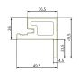 Lišta Lamelová typu F Premium Dub Přírodní / Černý 36,5 x 49,5 mm – 2,9 m