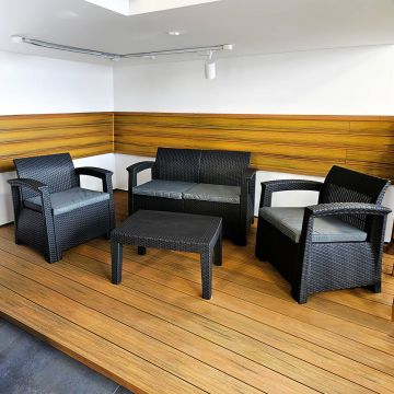 Zahradní nábytková sada z technoratanu pro 4 osob Aura Anthrazit