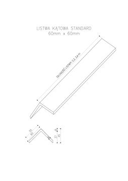 Kompozitní Rohová Lišta Standard/3D Antracit 60x60mm – 2,4 m