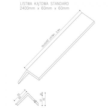 Kompozitní Rohová Lišta Standard/3D Medový Teak 60x60mm – 2,4 m