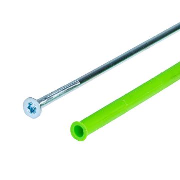 Rozpěrná rámová hmoždinka 10x300 mm + šroub TORX se zapuštěnou hlavou 7x300 mm – 1 ks