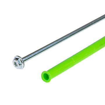 Rozpěrná rámová hmoždinka 10x300 mm + šroub TORX s talířovou hlavou 7x300 mm – 1 ks