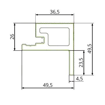 Lišta Lamelová typu F Premium Dub Přírodní / Černý 36,5 x 49,5 mm – 2,9 m