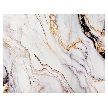Panel stěnový XXL Arabescato Zlatý Lesklý 120 x 280 cm 3 mm – sada 3 ks (ABC)