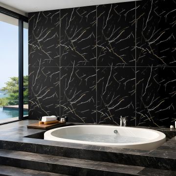 Panel stěnový SPC Mramor Marquina Černý Lesklý 60 x 120 cm 4 mm