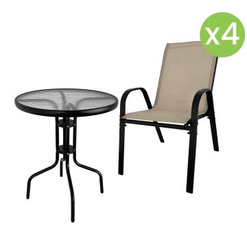 Zahradní set Terra béžový – 4 židle + stolek