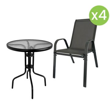 Zahradní set Terra šedý – 4 židle + stolek