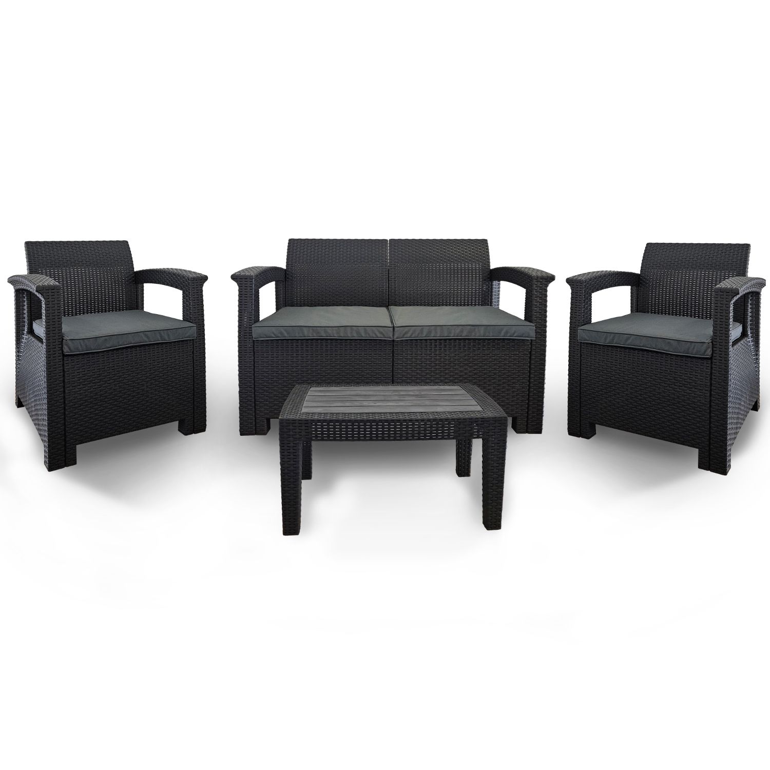 Zestaw Mebli Ogrodowych z technorattanu 4-osobowy Aura Antracyt
