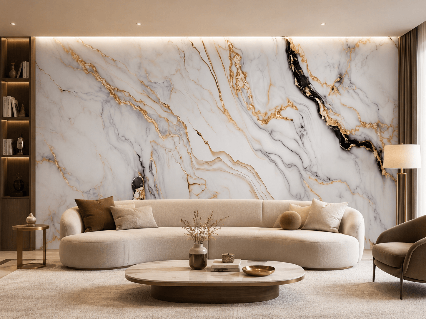 Panel stěnový XXL Arabescato Zlatý Lesklý 120 x 280 cm 3 mm – sada 3 ks (ABC)