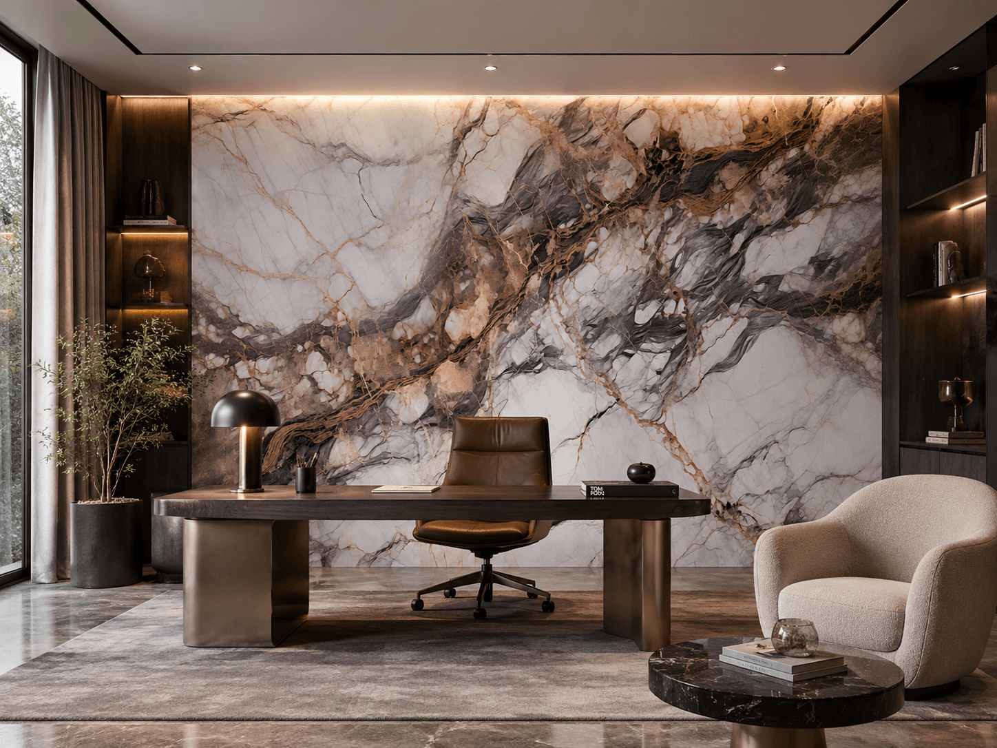 Panel stěnový XXL Breccia Měděný Lesklý 120 x 280 cm 3 mm – sada 3 ks (ABC)