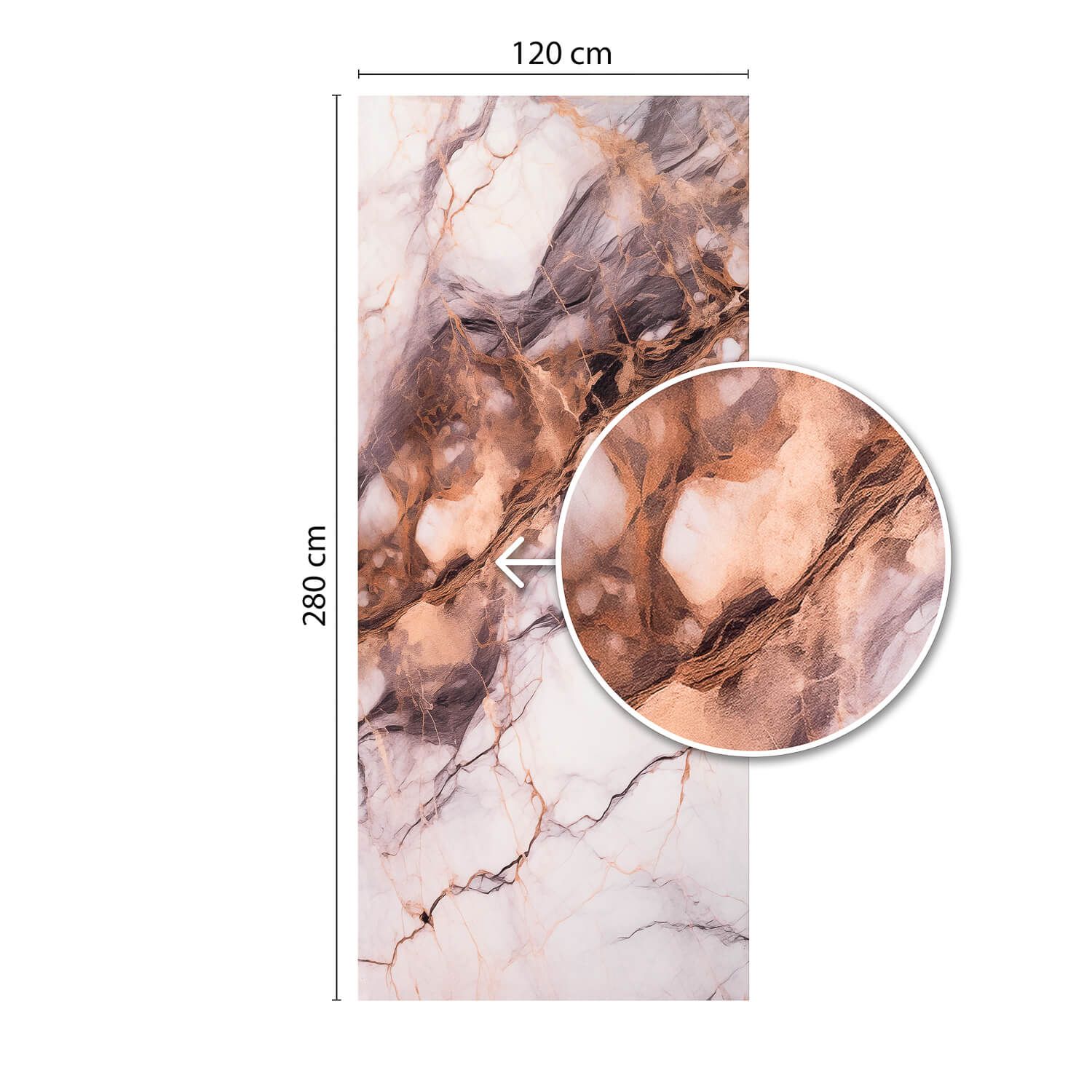 Panel stěnový XXL Breccia Měděný Lesklý 120 x 280 cm 3 mm (B)