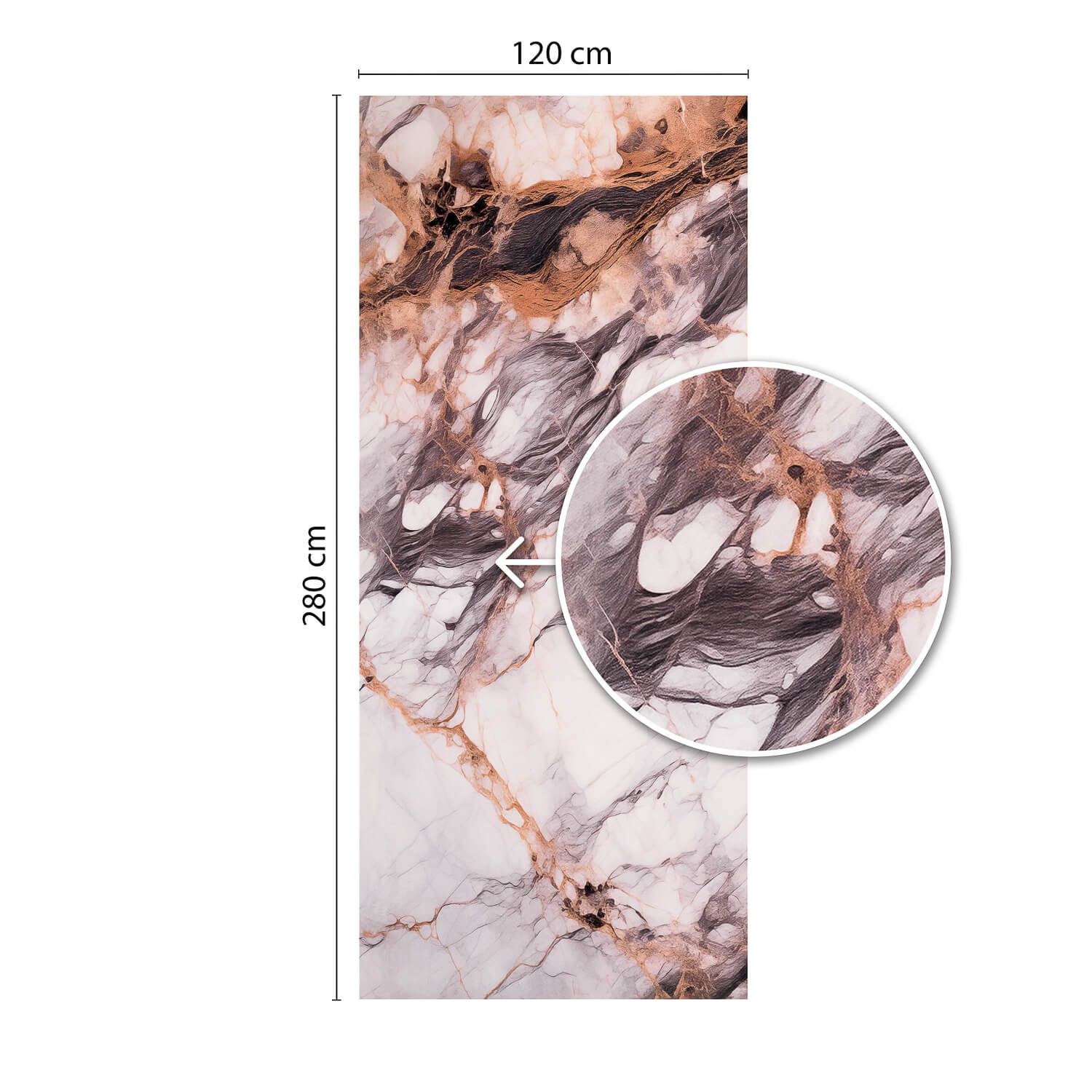 Panel stěnový XXL Breccia Měděný Lesklý 120 x 280 cm 3 mm (C)
