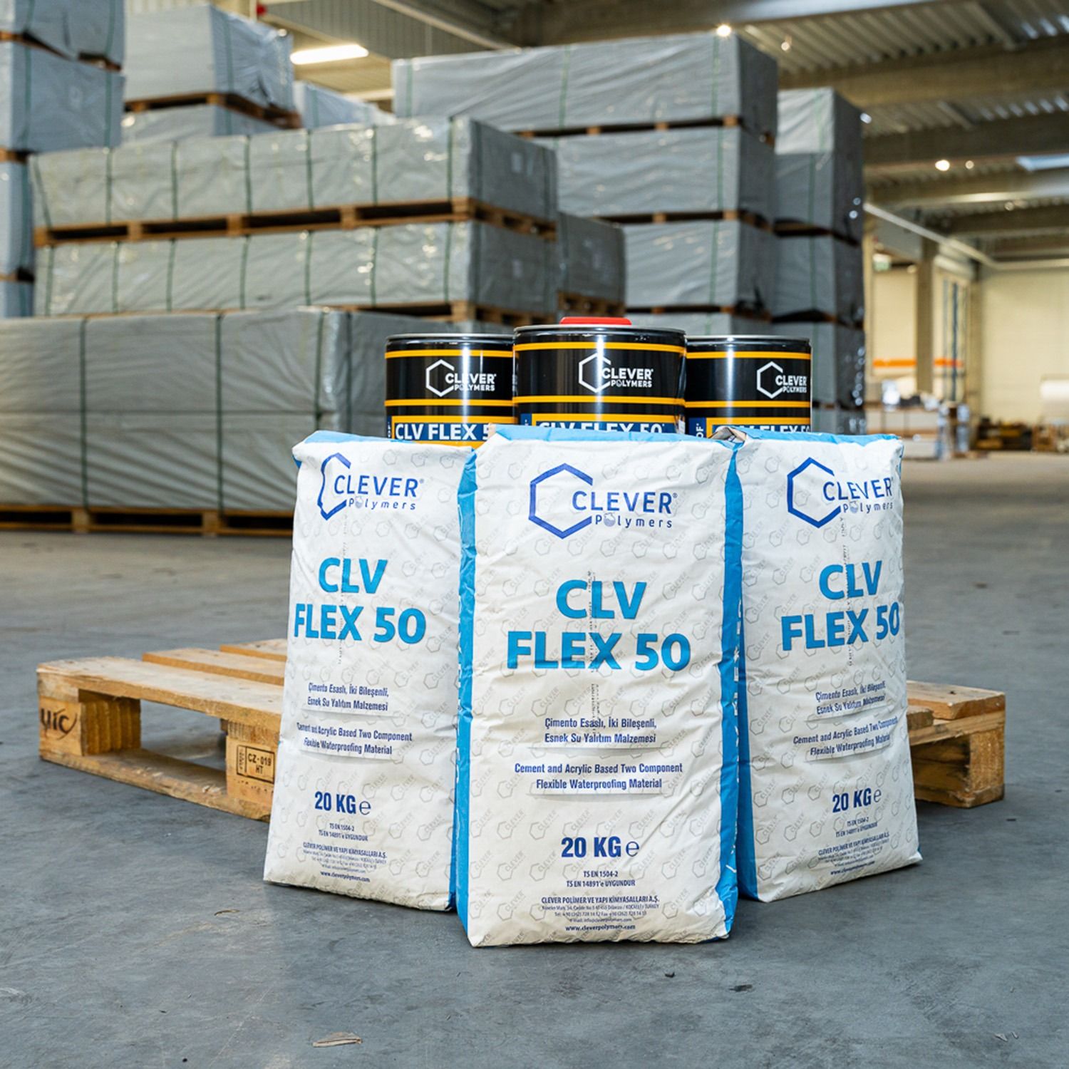 Dvoukomponentní polymerová hydroizolace CLEVER CLV FLEX 50 – 20 kg + 4 l Dvoukomponentní polymerová hydroizolace CLEVER CLV FLEX 50 – 20 kg + 4 l