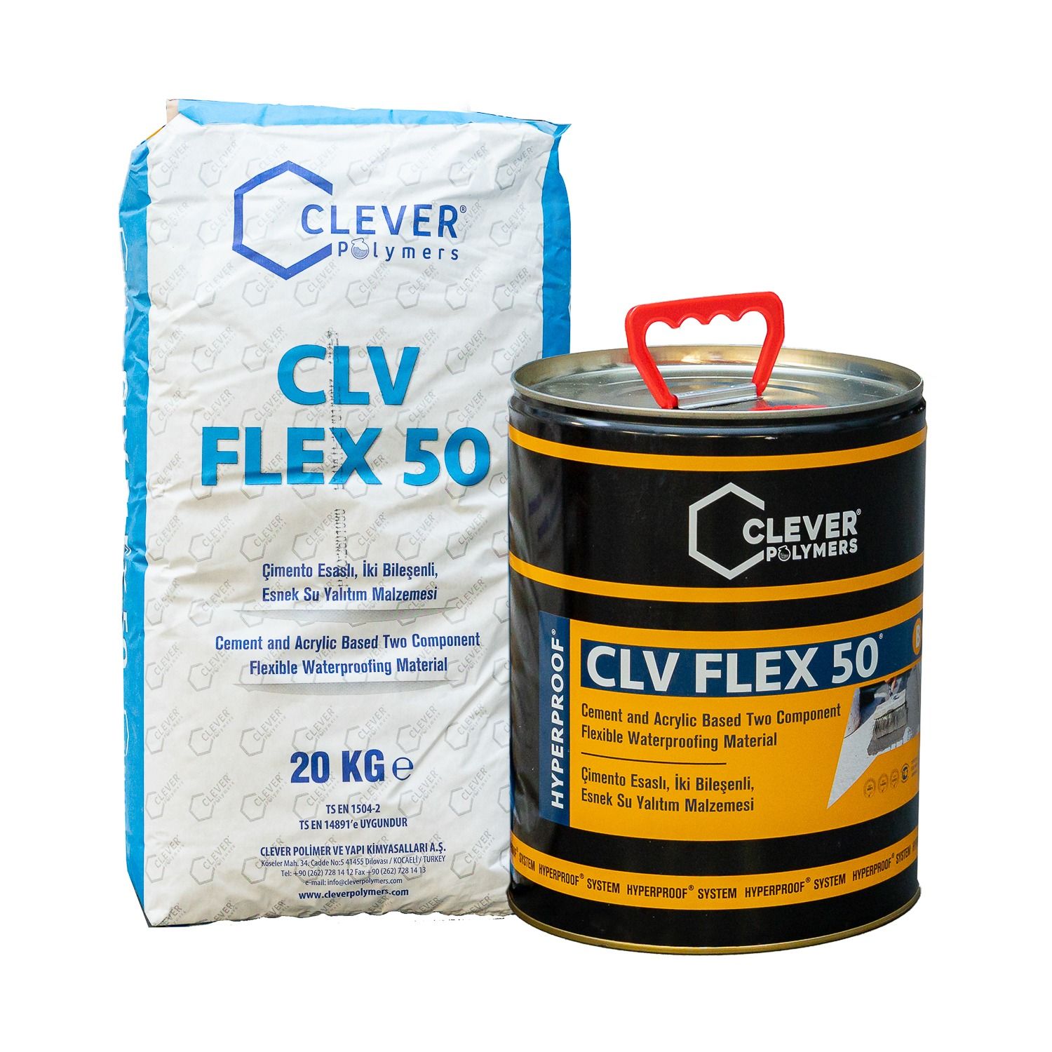 Dvoukomponentní polymerová hydroizolace CLEVER CLV FLEX 50 – 20 kg + 4 l Dvoukomponentní polymerová hydroizolace CLEVER CLV FLEX 50 – 20 kg + 4 l