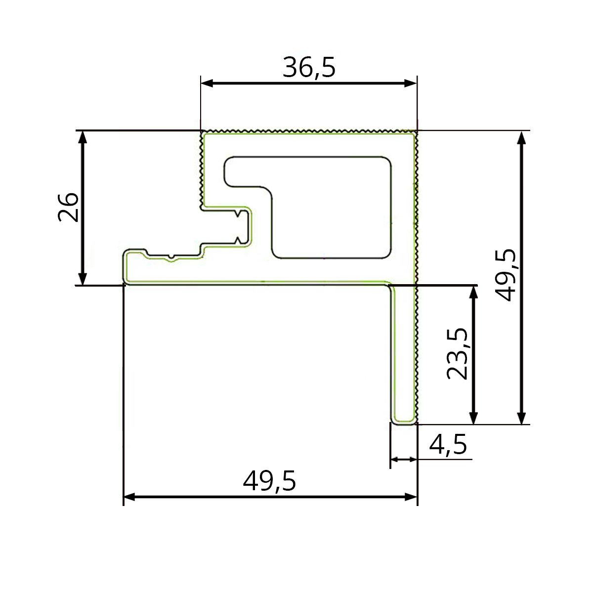 Listwa Kompozytowa Lamelowa typu F Premium Graphite 36,5 x 49,5 mm – dł. 2,9 m