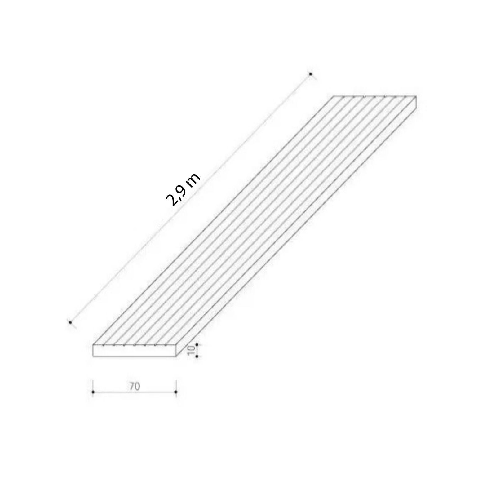 Kompozitní Plochá Lišta Premium Medový Dub 70x10 mm – 2,9 m