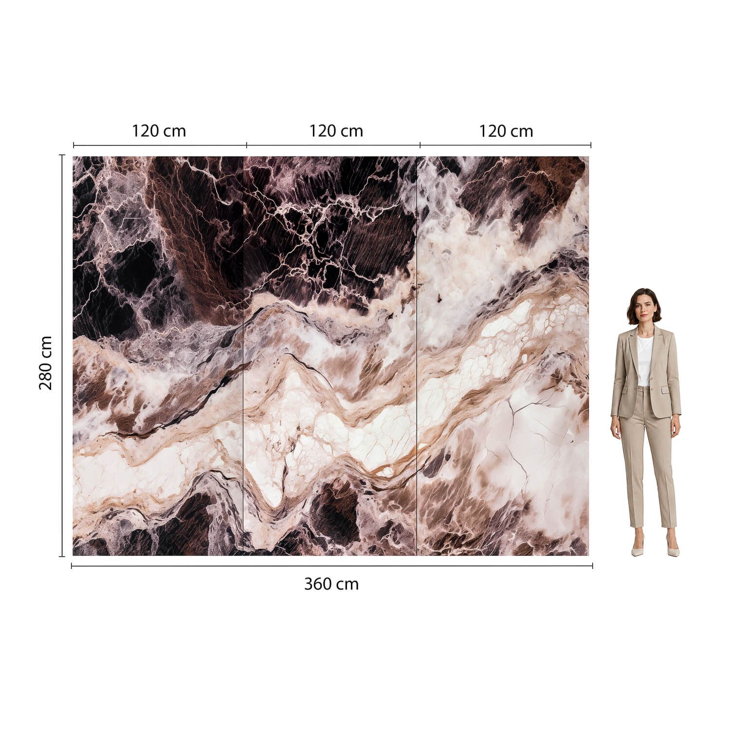 Panel stěnový XXL Emperador Černý Lesklý 120 x 280 cm 3 mm – sada 3 ks (ABC)