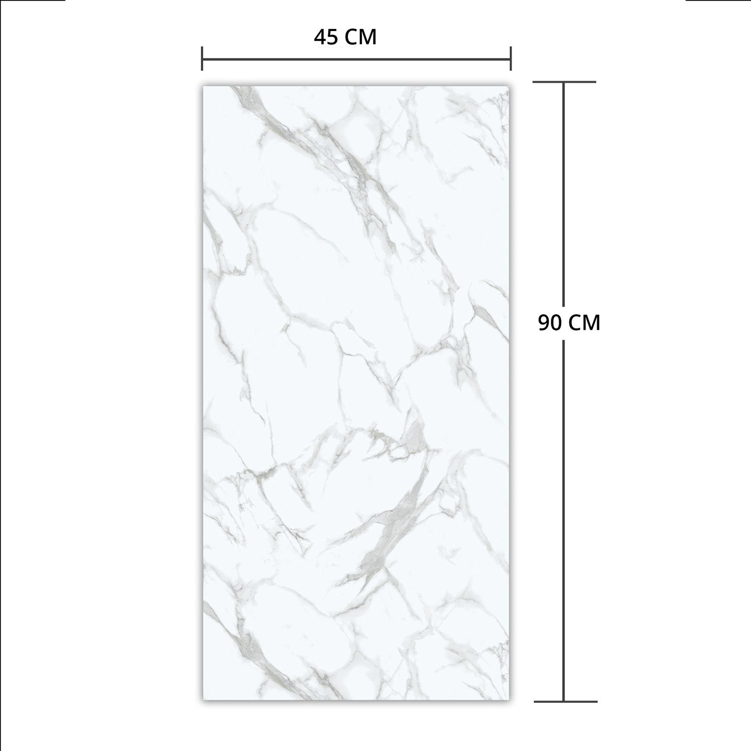 Vinylový podlahový panel SPC Mramor Calacatta Bílý Lesklý 45 × 90 cm, 4 mm