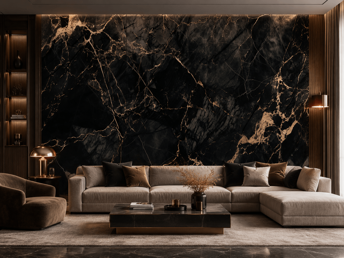 Panel stěnový XXL Portoro Černý Lesklý 120 x 280 cm 3 mm – sada 3 ks (ABC)