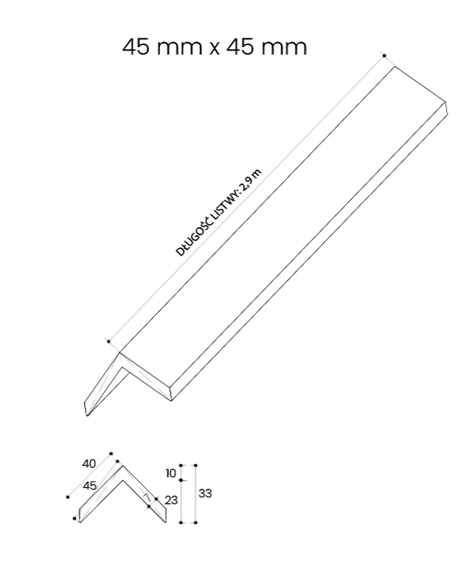 Listwa Kompozytowa Kątowa Premium Antracyt 45x45 mm – dł. 2,9 m