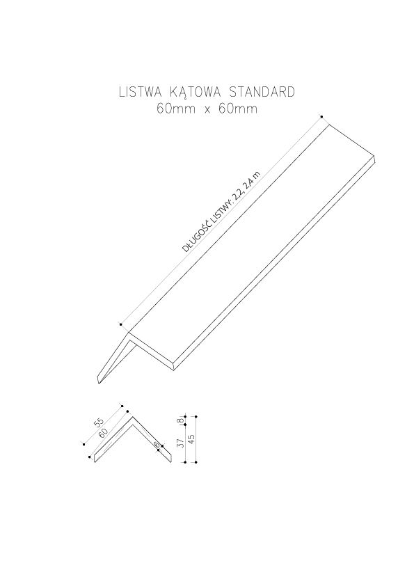 Listwa Kompozytowa Kątowa Standard/3D Szary - dł. 2,4m
