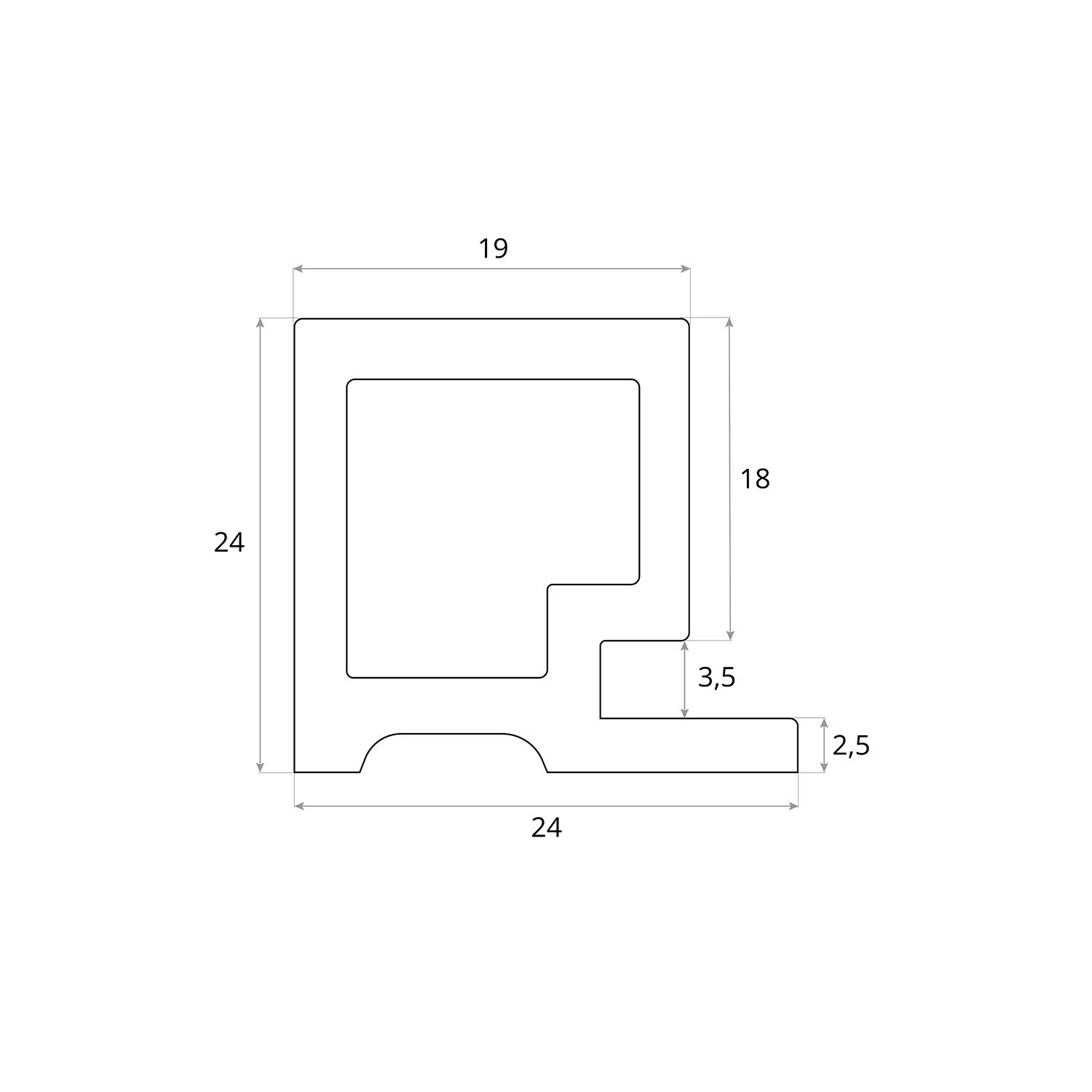 Listwa Lamelowa Startowa Szary Brokat 2,4 x 2,4 cm – dł. 2,7 m