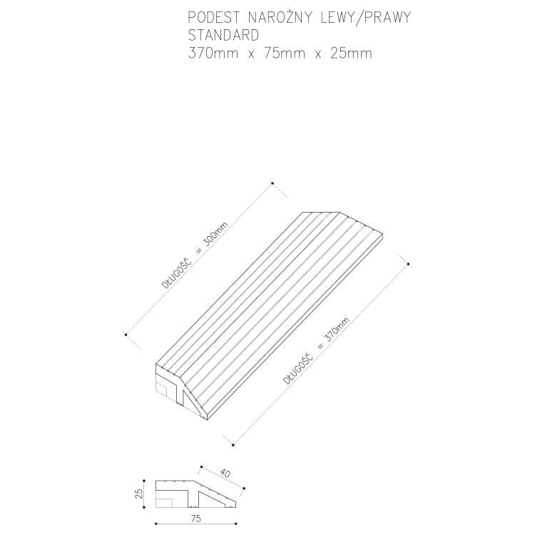 Podest Tarasowy Kompozytowy Narożny Lewy Jasny Szary