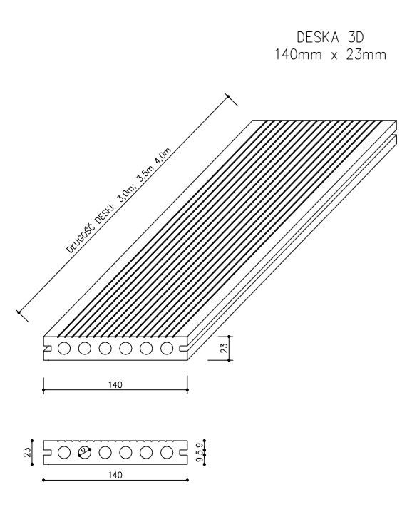Deska Tarasowa Kompozytowa 3D Miodowy Teak – dł. 3,5 m