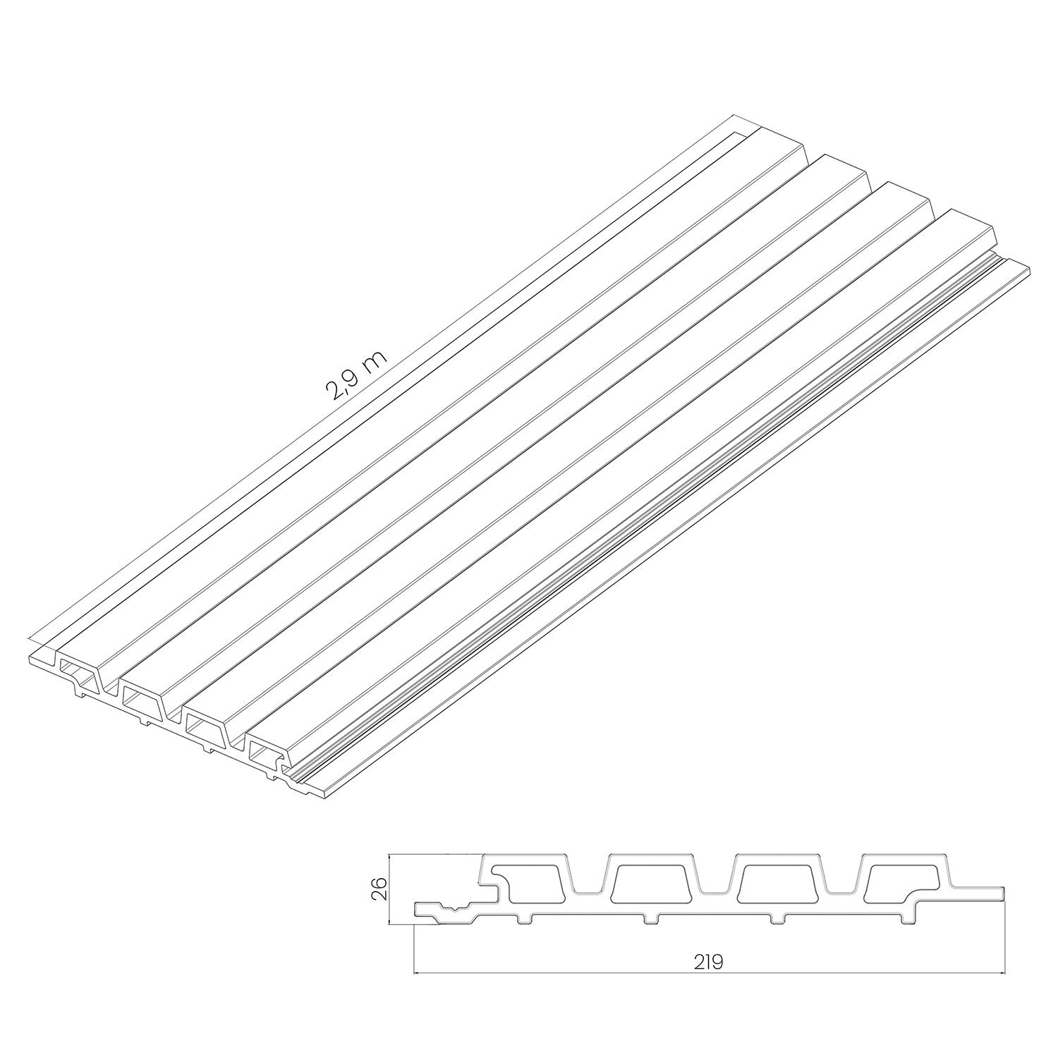Deska Elewacyjna Kompozytowa Lamelowa Trapez Light Oak / Czarny – dł. 2,9 m